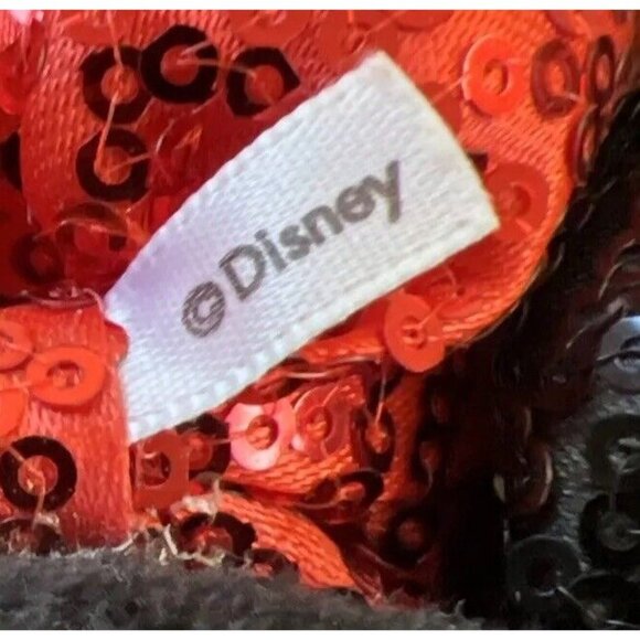 Disney Parks Minnie Mouse Sequined Headband Black With Red Bow - Picture 3 of 3